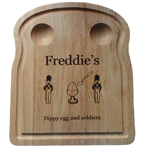 Wooden boiled egg breakfast serving board
