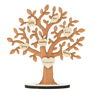 Wooden Family tree with Heart names