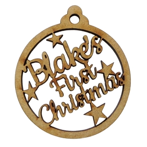 Baby's First Christmas Named Wooden Bauble Personalised