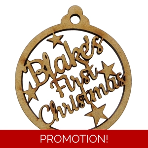 Baby's First Christmas Named Wooden Bauble Personalised