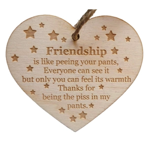 Friendship is like peeing yourself Wooden Heart