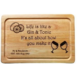 Gin and Tonic Lemon Cutting Board Personalised