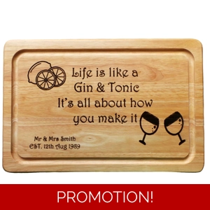 Gin and Tonic Lemon Cutting Board Personalised