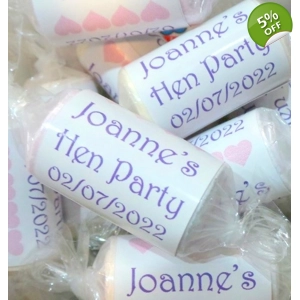 10 x Personalised Love Heart Hen Party favour sweets