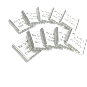 10 x Personalised Chocolate Squares Wedding Party Favours