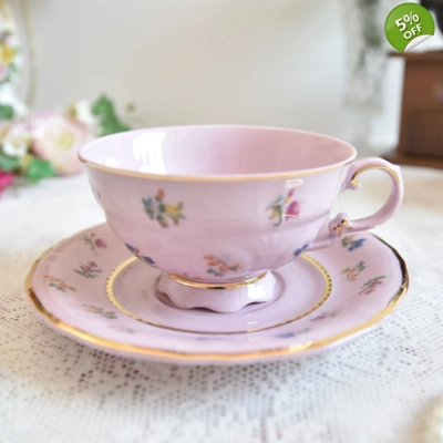 Baby Pink Tea Cup and Saucer