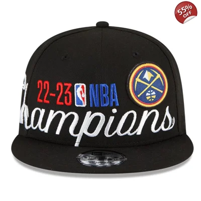 New Era Men's Denver Nuggets Black 2023 NBA Finals Champions Locker Room 9FIFTY Snapback Hat