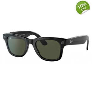 Ray-Ban Stories Wayfarer RW4004 Smart Glasses Shiny Black Frame Classic Green .. Ray-Ban Stories Wayfarer RW4004 Smart Glasses Shiny Black Frame Classic Green ..