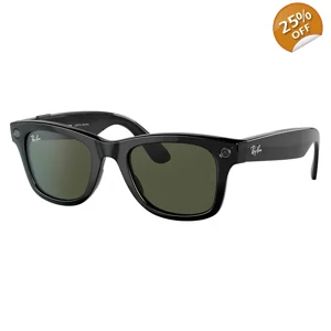 Ray-Ban Stories Wayfarer RW4004 Smart Glasses Shiny Black Frame Classic Green ..