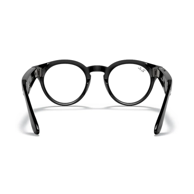 Ray-Ban Stories Round RW4003 Smart Glasses Shiny Black Frame Transitions Brown Lens