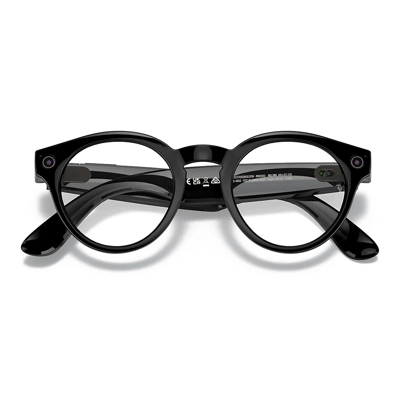 Ray-Ban Stories Round RW4003 Smart Glasses Shiny Black Frame Transitions Brown Lens