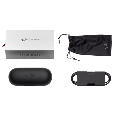 Ray-Ban Stories Round RW4003 Smart Glasses Shiny Black Frame Transitions Brown Lens