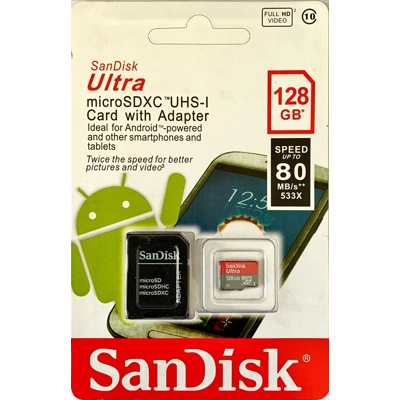 SanDisk Ultra 128GB microSDXC UHS-I Card with Adapter