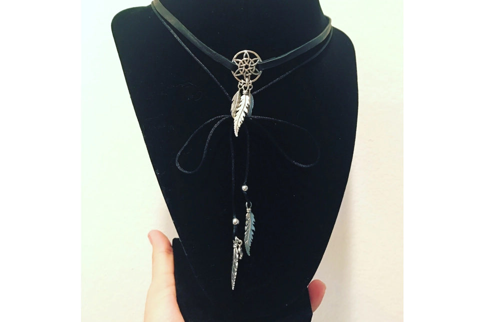 Leather and Sterling Silver Dreamcatcher choker