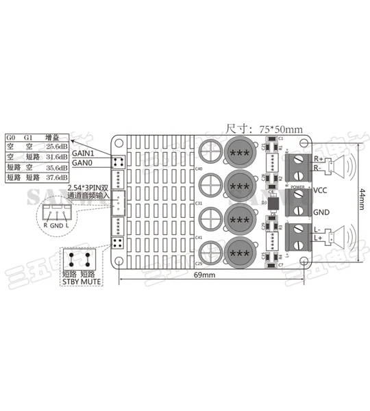 2XTPA3116 2 Channel 2X100W PBTL Digital Stereo High Power Amplifier