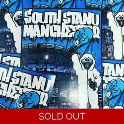100 X South Stand Manchester 8cm x 6cm Stickers