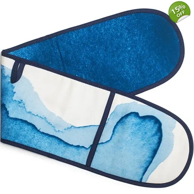 Debenhams - Cotton natural striped double oven gloves