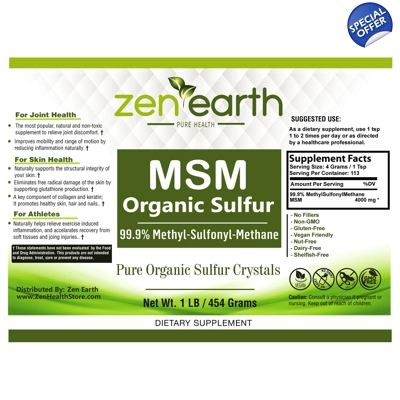 Organic Sulfur MSM 1 lb Pharmaceutical Grade MSM title=