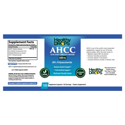 AHCC 100 Capsules 500mg per Cap title=