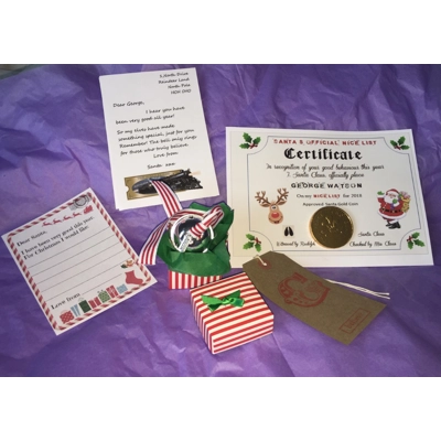 BOX Personalised Polar Express Believe Large 50mm Silver Bell Christmas stocking filler box 8 free colouring in gift tags Acti