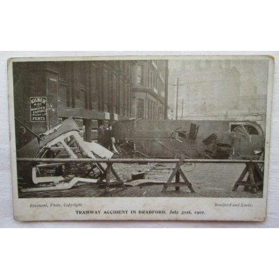 Tramway Accident in Bradford Postcard