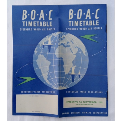 BOAC Timetable (Nov 1952)