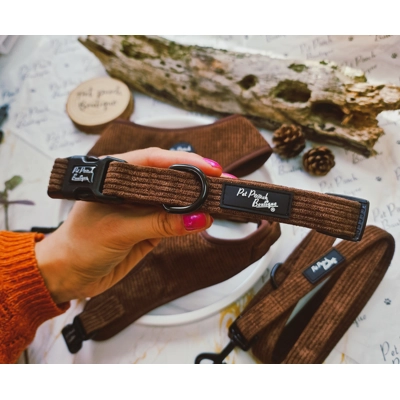 Coffee Bean Brown Cord DOG COLLAR