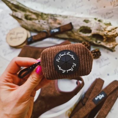 Coffee Bean Brown Cord POO BAG HOLDER
