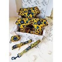 MUSTARD YELLOW & TEAL LEOPARD DOG HARNESS