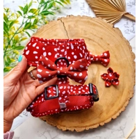 Poppy Toadstool Polkas Dog Bow Tie