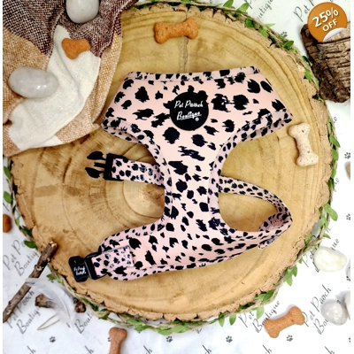Beige & Black Scruffy Dots Dog Harness