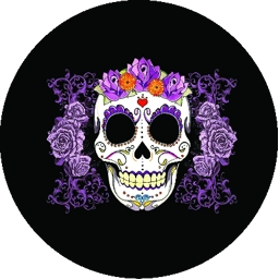 Purple Rose Sugar Skull Spare Tire Cover