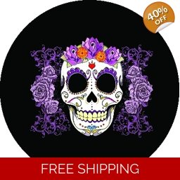 Purple Rose Sugar Skull Spare Tire Cover