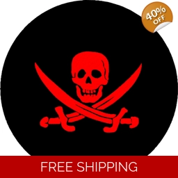 Skull and Crossed Sabers Red