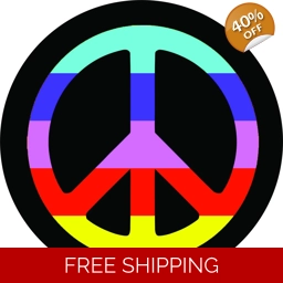 Rainbow Peace Sign Tire Cover