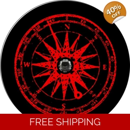 J L Distressed Red Compass Tire Cover