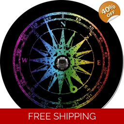 J L Distressed Rainbow Compass