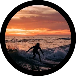A surfer in the ocean Silhouette Jeep Spare Tire Covers