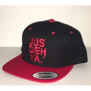 "JUS' DEH YA." (red ink) snapback