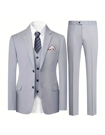 Mens Silver 3-Piece Suit Mens Silver 3-Piece Suit