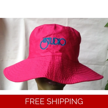 Beach Hat Pink Black & Blue ..