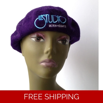 Wool Purple French Beret Whi..