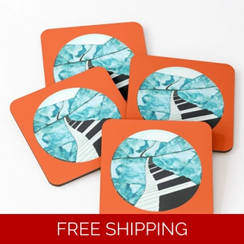 Coasters Orange Piano window..