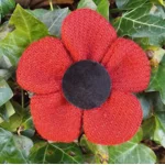 Red HARRIS TWEED Poppy Corsage Brooch Pin