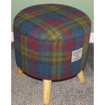 Large 40x40x40cm STORAGE Stool/Footstool Pink, Yellow & Blue Check Harris Tweed