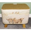 RECTANGULAR 40x26x35cm Footstool Mustard Harris Tweed & Voyage Highland Cow