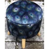 Large 40x40x40cm STORAGE Stool/Footstool Navy Peacock Velvet