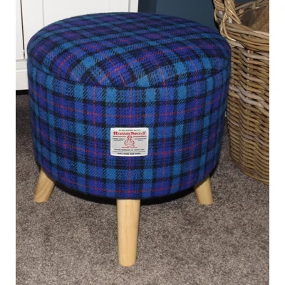 Large 40x40x40cm STORAGE Stool/Footstool Blue, Red & Black Check