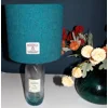 Isle of Harris Gin Bottle Lamp With 20cm Teal/Green Herringbone Harris Tweed Drum Lampshade