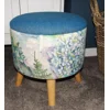 Large 40x40x40cm STORAGE Stool/Footstool Blue Herringbone Harris Tweed Voyage Hydrangea